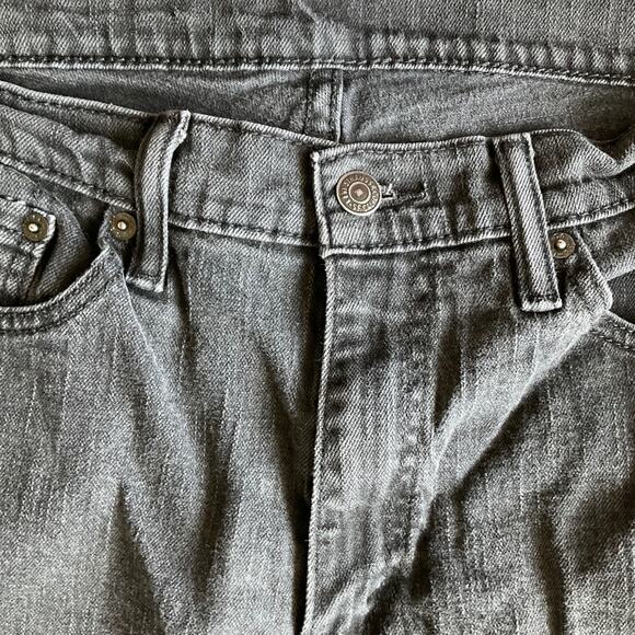 Men's Levi Jeans gray faded black 514 taper leg jeans Y2K 36x32 - Picture 4 of 16